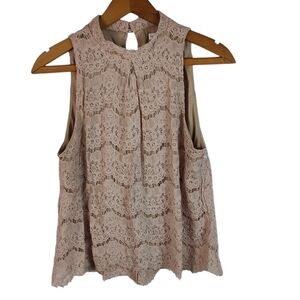 Love, Fire Blushed Pink Lace Blouse Sleeveless M